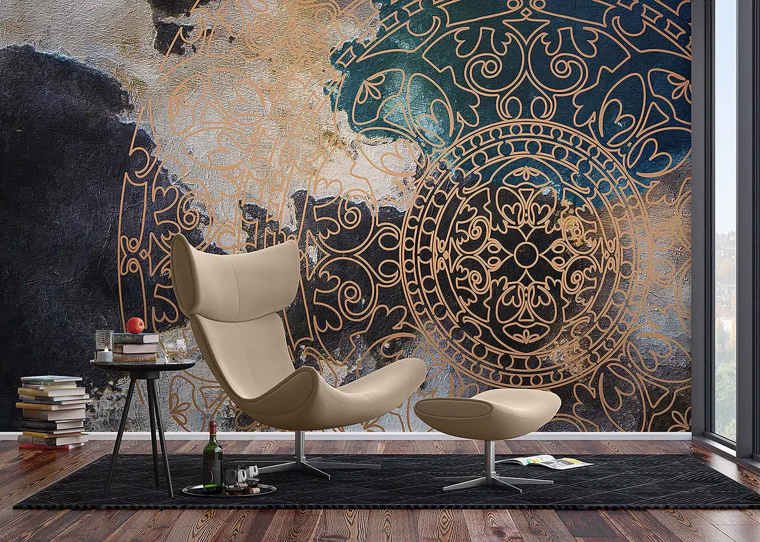 Custom Size Wall Mural Blue Fumes | Premium Non-Woven Wallpaper | FT5P352049 2